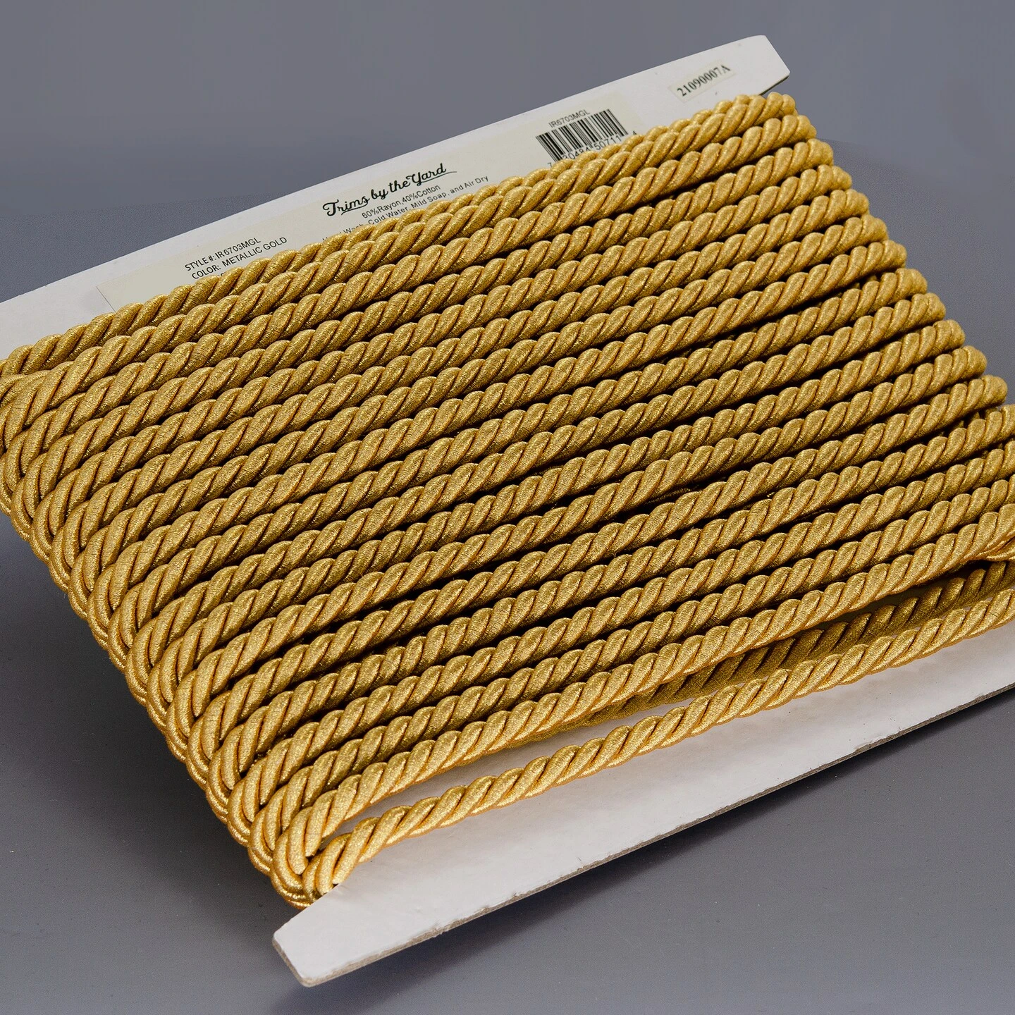 20 Yards Of Holly 3/8" Twisted Cord Trim | 20 Yard Cut Black/ Gold 5 20 Yards Of Holly 3/8" Twisted Cord Trim | 20 Yard Cut Black/ Gold - Image 3