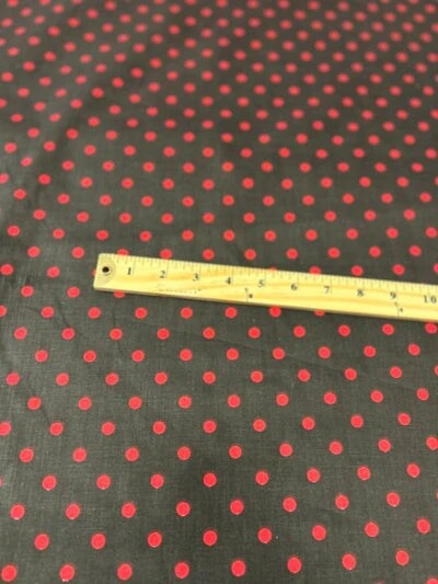 1 Yard Small Polka Dot Poly Cotton Fabric 60" White/Red 4 1 Yard Small Polka Dot Poly Cotton Fabric 60" White/Red - Image 2