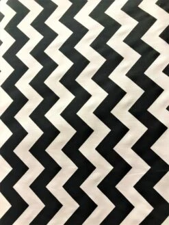 1 Yard Classic Black Poly Cotton Chevron Fabric 59/60 Inch Width