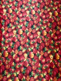 1 Yard Black Apple Printed Poly Cotton Fabric 59/60 Inch Width