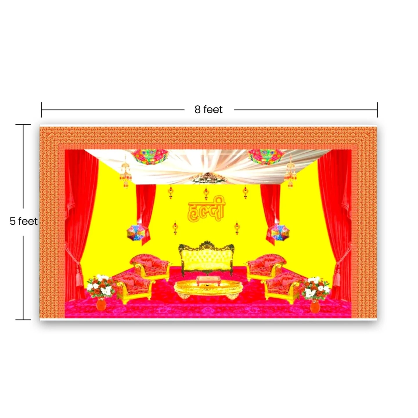 Haldi Ceremony Backdrop Indian Traditional Cloth 5x8 Feet Backdrop Haldi Banner Indian Wall Art Photo Decor Banner Indian Wedding Backdrop Decorative Cloth Haldi Stage Decor 18 Haldi Ceremony Backdrop Indian Traditional Cloth 5x8 Feet Backdrop Haldi Banner Indian Wall Art Photo Decor Banner Indian Wedding Backdrop Decorative Cloth Haldi Stage Decor - Image 16