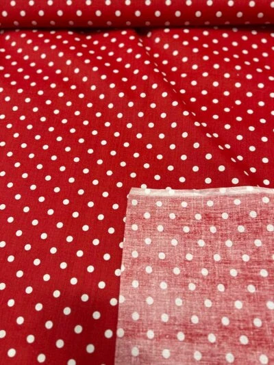 1 Yard Small Polka Dot Poly Cotton Fabric 60" White/Red 8 1 Yard Small Polka Dot Poly Cotton Fabric 60" White/Red - Image 6