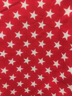 1 Yard Red And White Stars Poly Cotton Fabric 59/60 Inch Width
