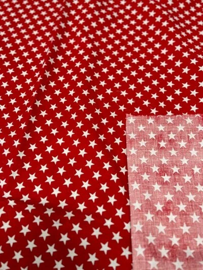 1 Yard Star Print Poly Cotton Fabric 60" Wide Soft & Durable For Apparel & Crafts Red/White 9 1 Yard Star Print Poly Cotton Fabric 60" Wide Soft & Durable For Apparel & Crafts Red/White - Image 7