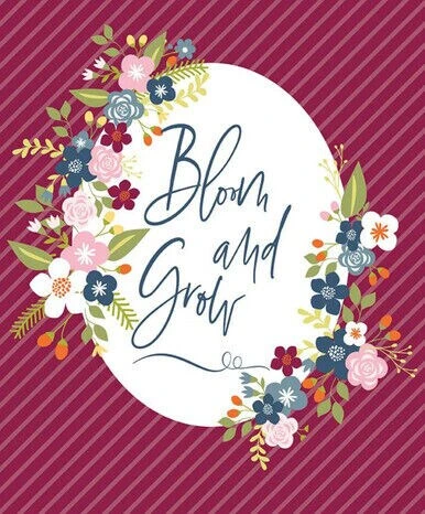 Bloom And Grow Panel 35x43 Inch Floral Burgundy Cotton Fabric By Riley Blake 5 Bloom And Grow Panel 35x43 Inch Floral Burgundy Cotton Fabric By Riley Blake - Image 3