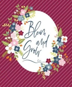 Bloom And Grow Panel 35x43 Inch Floral Burgundy Cotton Fabric By Riley Blake