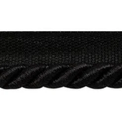 10 Yards Of Nicholas 3/8" Twisted Lip Cord Trim | 10 Yard Cut Metallic Black