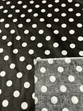 1 Yard Poly Cotton Fabric 1" Polka Dot Print, 58" Wide Durable Material For Apparel & Crafts Black/White