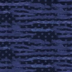 Sykel Enterprises Military Print Camo Flag Allover - Navy Cotton Fabric By The Yard
