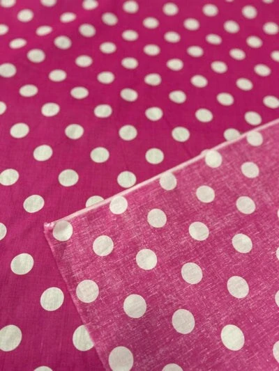 1 Yard Poly Cotton Fabric 1" Polka Dot Print, 58" Wide Durable Material For Apparel & Crafts Fuchsia/White 3 1 Yard Poly Cotton Fabric 1" Polka Dot Print, 58" Wide Durable Material For Apparel & Crafts Fuchsia/White