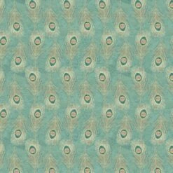 Springs Creative Mint Peacock Feathers Cotton Fabric