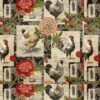 Springs Creative French Rooster Multicolored Floral Patch Cotton Fabric 2 Springs Creative French Rooster Multicolored Floral Patch Cotton Fabric -Michaels Fabric Sale D219511S 1