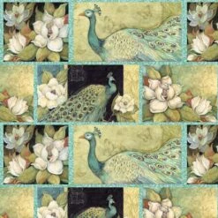 Springs Creative Iridescent Peacock Multicolored Patch Cotton Fabric