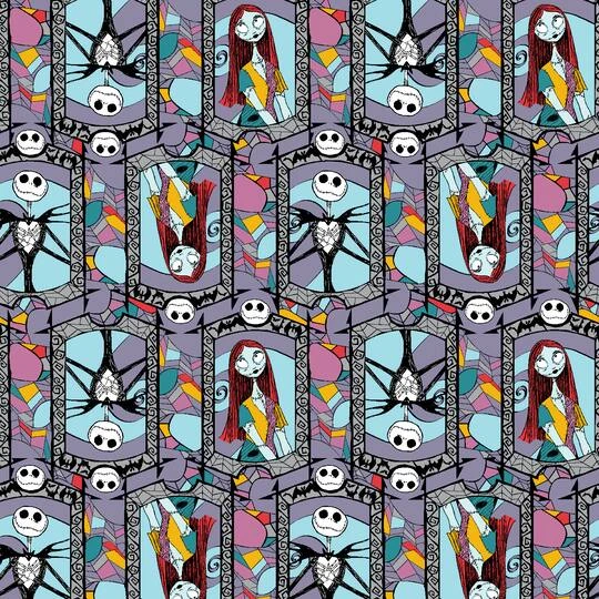 Disney® The Nightmare Before Christmas Sally & Jack Multicolor Stained Glass Cotton Fabric 4 Disney® The Nightmare Before Christmas Sally & Jack Multicolor Stained Glass Cotton Fabric - Image 2