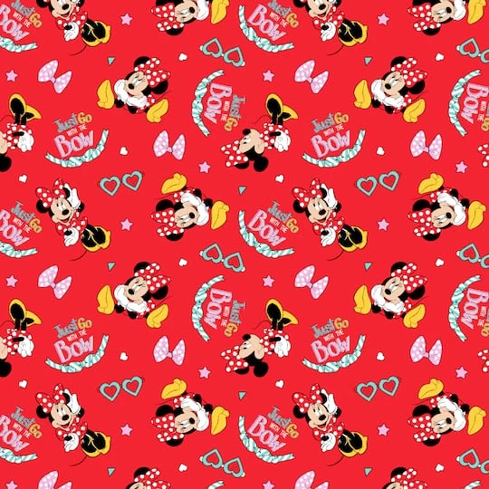 Disney® Minnie Mouse Red Go With The Bow Knit Fabric 3 Disney® Minnie Mouse Red Go With The Bow Knit Fabric