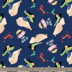 Disney® Princess Mulan Blue Be Your Own Hero Cotton Fabric -Michaels Fabric Sale D219553S 2