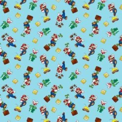 Nintendo® Super Mario Mario Toss Light Blue Cotton Fabric -Michaels Fabric Sale D219563S 1 1