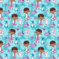 Disney® Doc McStuffins Light Teal We Care Cotton Fabric