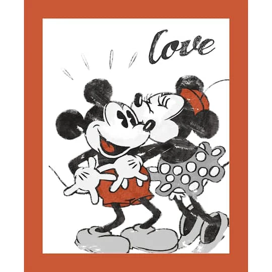 Disney® Vintage Mickey & Minnie Love Cotton Panel Fabric 4 Disney® Vintage Mickey & Minnie Love Cotton Panel Fabric - Image 2