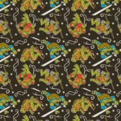 Nickelodeon TMNT Green & Black Turtle Action Cotton Fabric 6 Nickelodeon TMNT Green & Black Turtle Action Cotton Fabric -Michaels Fabric Sale D219584S 1 1