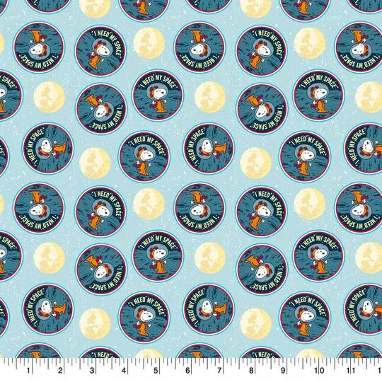 Peanuts Light Blue Lunar Landing Snoopy Needs Space Cotton Fabric 5 Peanuts Light Blue Lunar Landing Snoopy Needs Space Cotton Fabric - Image 3