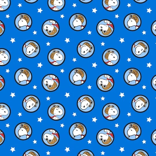 Peanuts Blue Snoopy Red Baron Badges Cotton Fabric 4 Peanuts Blue Snoopy Red Baron Badges Cotton Fabric - Image 2