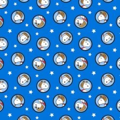 Peanuts Blue Snoopy Red Baron Badges Cotton Fabric
