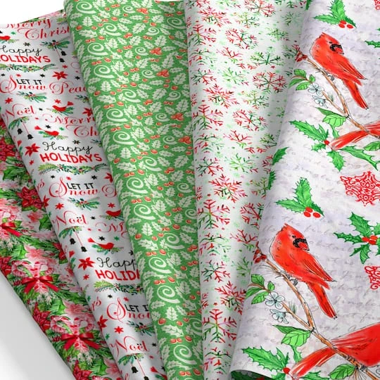 SINGER Christmas Cardinals 5 Piece Fat Quarter Bundle 5 SINGER Christmas Cardinals 5 Piece Fat Quarter Bundle - Image 3