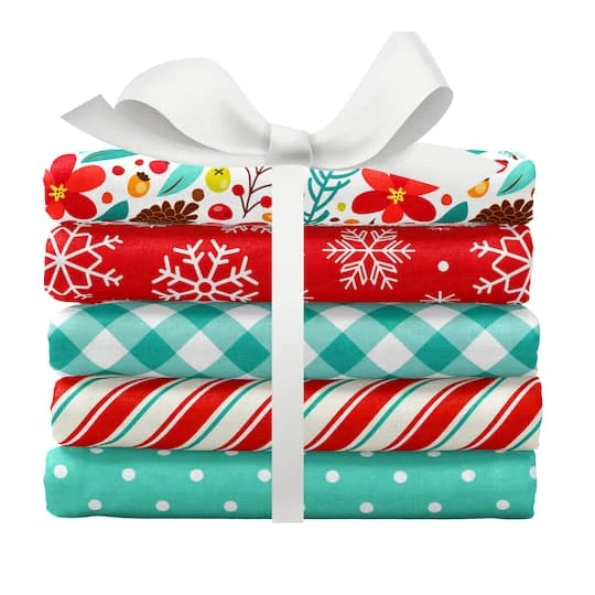 SINGER Christmas Floral Aqua 5 Piece Fat Quarter Bundle 11 SINGER Christmas Floral Aqua 5 Piece Fat Quarter Bundle - Image 9