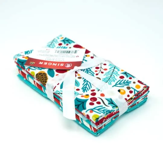 SINGER Christmas Floral Aqua 5 Piece Fat Quarter Bundle 3 SINGER Christmas Floral Aqua 5 Piece Fat Quarter Bundle