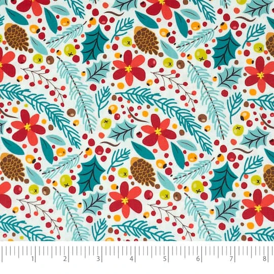 SINGER Christmas Floral Aqua 5 Piece Fat Quarter Bundle 6 SINGER Christmas Floral Aqua 5 Piece Fat Quarter Bundle - Image 4