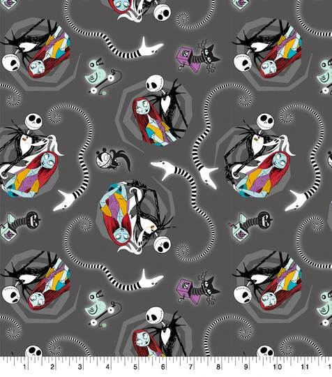 Disney Nightmare Before Christmas Jack & Sally Vortex Cotton Fabric 5 Disney Nightmare Before Christmas Jack & Sally Vortex Cotton Fabric - Image 3