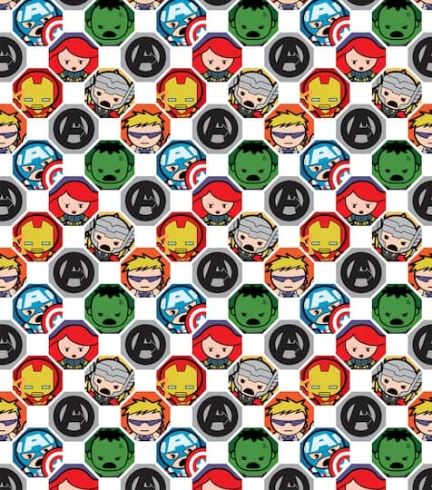 Marvel Kawaii Hex Grid Super Hero Cotton Fabric 4 Marvel Kawaii Hex Grid Super Hero Cotton Fabric - Image 2