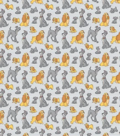 Disney Lady And The TrampLove Over Time Packed Cotton Fabric 4 Disney Lady And The TrampLove Over Time Packed Cotton Fabric - Image 2