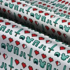 Mojang Minecraft Diamond Icons Cotton Fabric -Michaels Fabric Sale D511063S 3