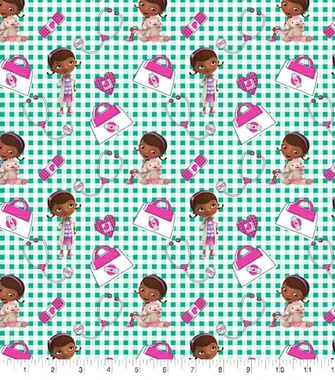 Disney® Doc McStuffins Plaid Cotton Fabric 4 Disney® Doc McStuffins Plaid Cotton Fabric - Image 2