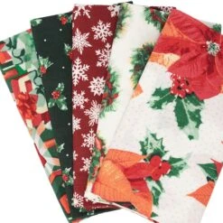 SINGER Christmas Poinsettia Cotton Fabric Fat Quarter Bundle 12 SINGER Christmas Poinsettia Cotton Fabric Fat Quarter Bundle -Michaels Fabric Sale D758162S 2
