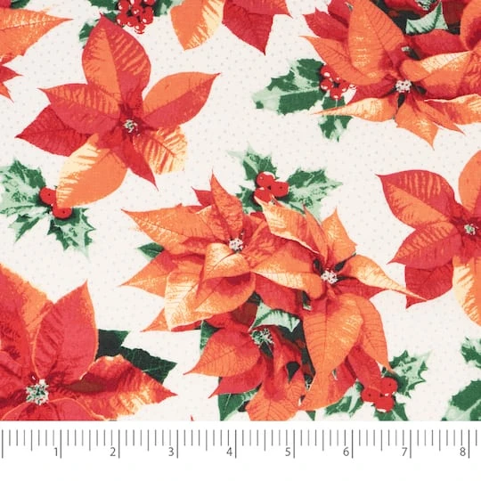 SINGER Christmas Poinsettia Cotton Fabric Fat Quarter Bundle 6 SINGER Christmas Poinsettia Cotton Fabric Fat Quarter Bundle - Image 4