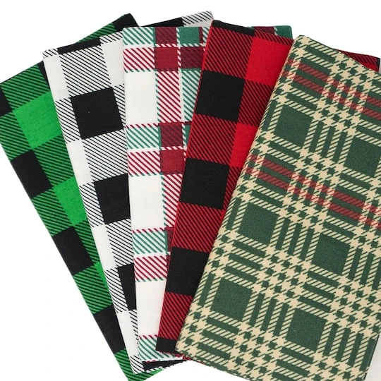 SINGER Christmas Holiday Plaid Cotton Fabric Fat Quarter Bundle 5 SINGER Christmas Holiday Plaid Cotton Fabric Fat Quarter Bundle - Image 3