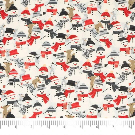 SINGER Christmas Snowman Cotton Fabric Fat Quarter Bundle 6 SINGER Christmas Snowman Cotton Fabric Fat Quarter Bundle - Image 4