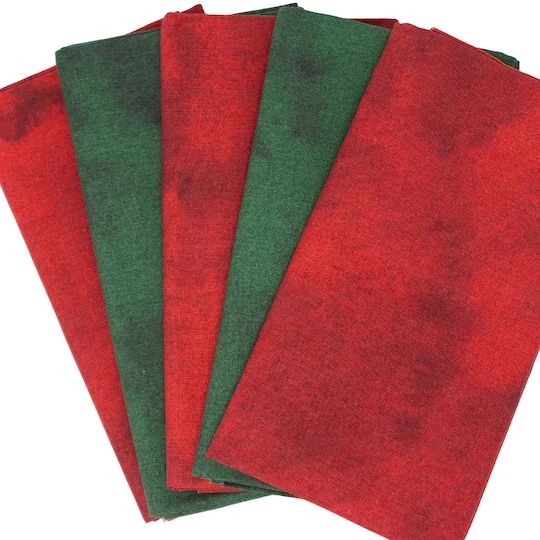 SINGER Christmas Red & Green Tonal Blender Cotton Fabric Fat Quarter Bundle 5 SINGER Christmas Red & Green Tonal Blender Cotton Fabric Fat Quarter Bundle - Image 3