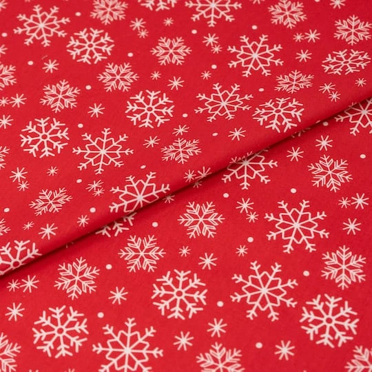 SINGER Christmas Snowflakes On Wine Red Cotton Fabric 4 SINGER Christmas Snowflakes On Wine Red Cotton Fabric - Image 2