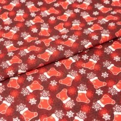 SINGER Christmas Red Stockings Cotton Fabric