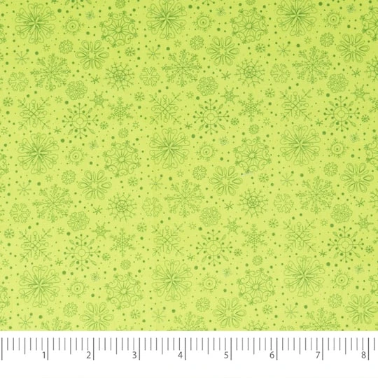 SINGER Christmas Snowflakes On Green Cotton Fabric 5 SINGER Christmas Snowflakes On Green Cotton Fabric - Image 3
