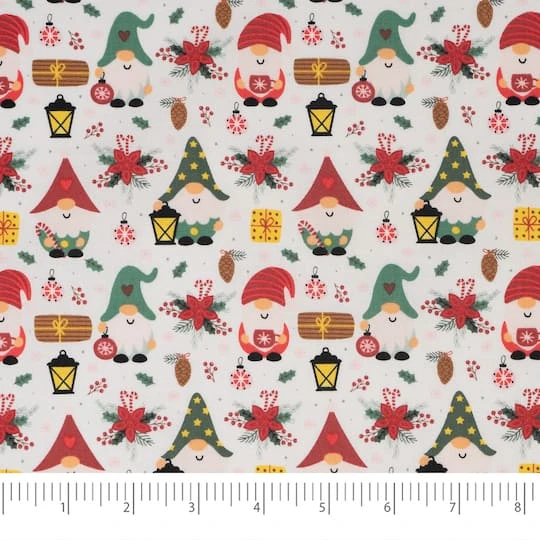 SINGER Christmas Holiday Gnomes Cotton Fabric 5 SINGER Christmas Holiday Gnomes Cotton Fabric - Image 3