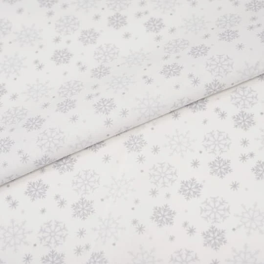 SINGER Christmas White Snowflakes Cotton Fabric 3 SINGER Christmas White Snowflakes Cotton Fabric