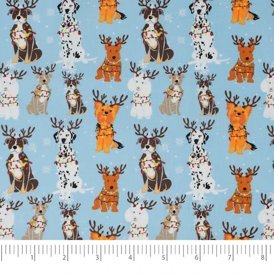 SINGER Christmas Reindeer Pups Cotton Fabric 5 SINGER Christmas Reindeer Pups Cotton Fabric - Image 3