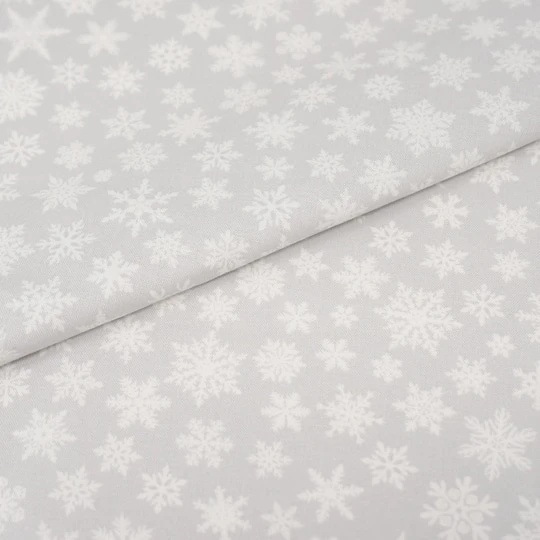 SINGER Christmas Snowflakes On Grey Cotton Fabric 3 SINGER Christmas Snowflakes On Grey Cotton Fabric